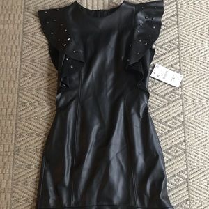 Black faux leather dress